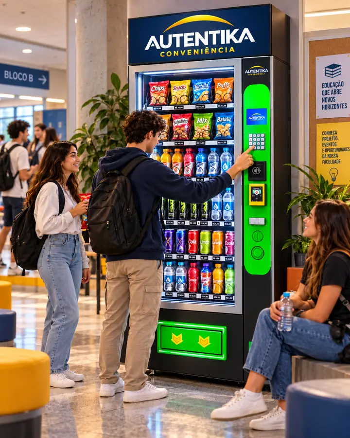 Vending machine da Autentika em escolas e faculdades (imagem ilustrativa)